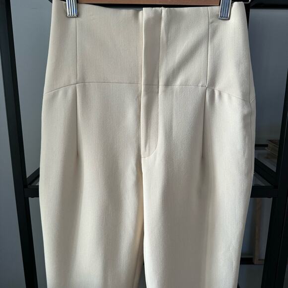 Zara Beige Cigarette Leg High Rise Trouser Pants Women’s Size XS Bloggers Fave - Picture 3 of 13